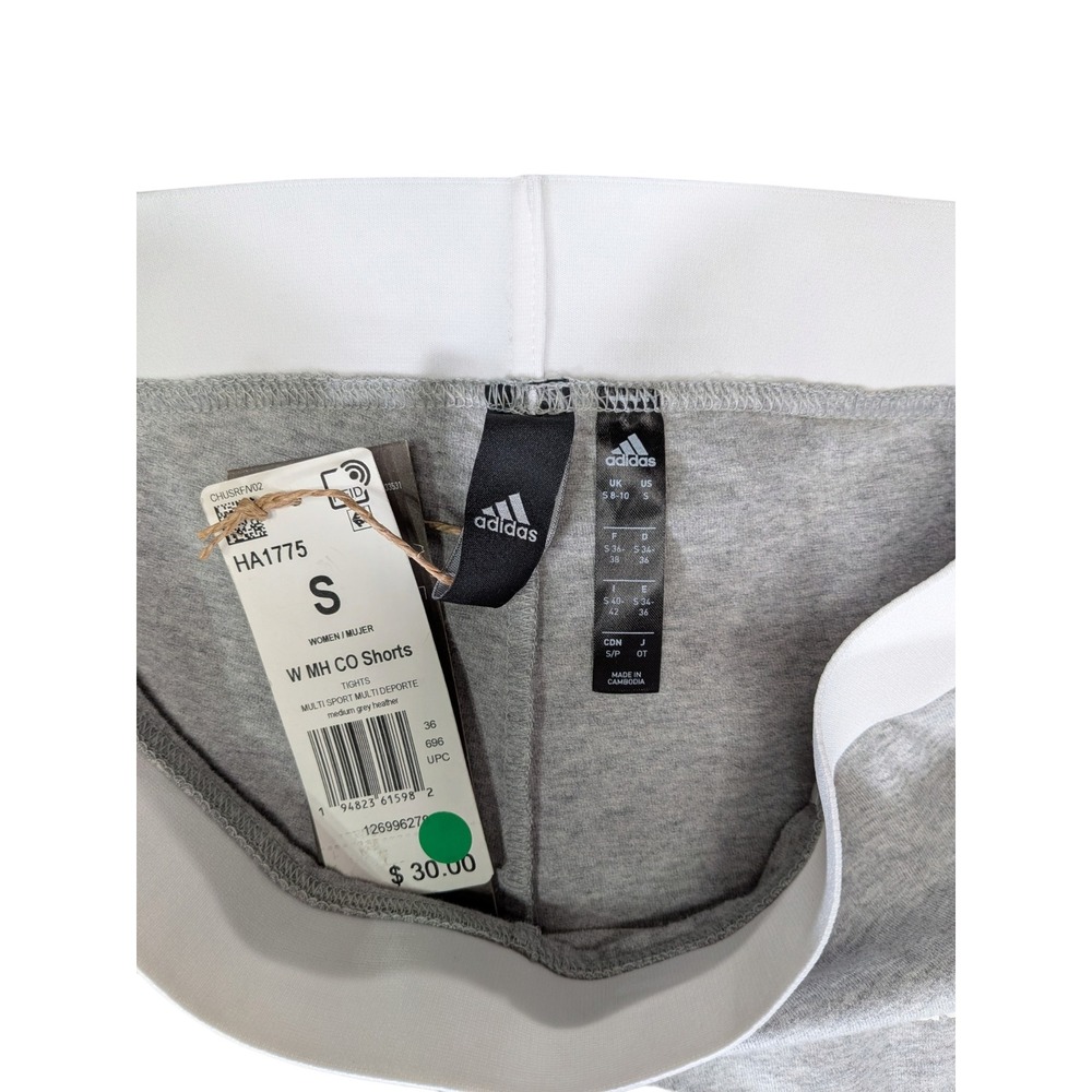 Adidas W MH CO Shorts Womens Small Grey Heather Athletic Biker Shorts HA1775 - Picture 3 of 5